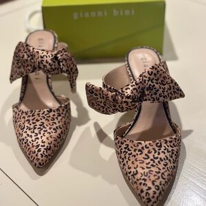 Gianni Bini Animal Print Heels with Bow